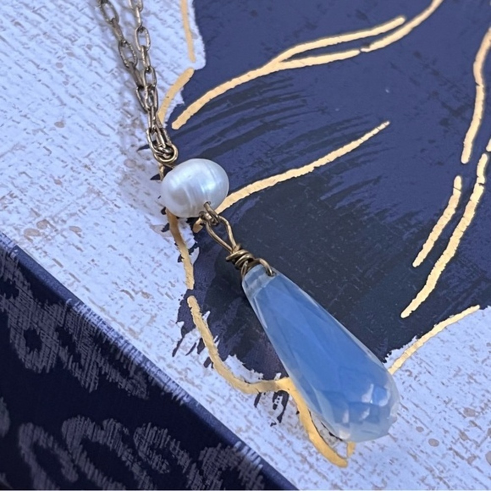 Estate Freshwater Pearl and “Milky” Faux Crystal Gold tone Necklace C2